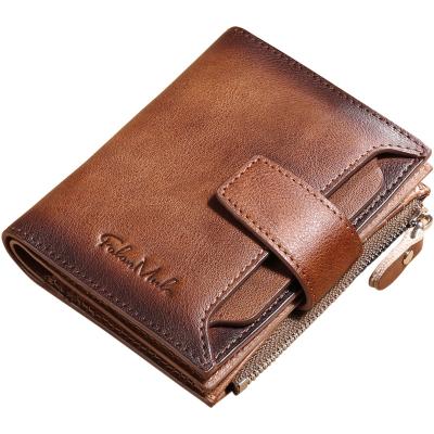 China RFID Men Wallet Leather Vintage Luxury Short Slim Male Clips Money Clip Credit for sale