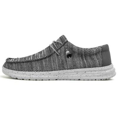 China Theft of fashion trend men's canvas shoes men's casual lazy men's large size British trending shoes 46 knitted overshoes for sale