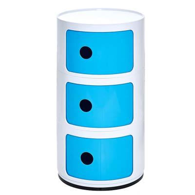 China Colorful Sustainable Home Living Round Bedside Plastic Cabinets / Plastic Storage Cabinet With Logo for sale