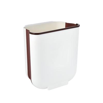 China Wall Mounted Kitchen Trash Cans Small Size Sustainable Folding Household Plastic Fold Trash Can for sale