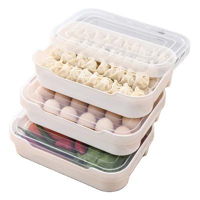 China Sustainable 24 Grids Stacked Plastic Refrigerator Fresh-keeping Egg Storage Box With Lid Dumplings Storage With Lid for sale