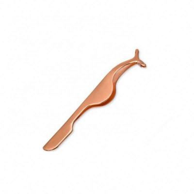 China Unique Logo Fashionable Rose Gold Reusable False Eyelash Extension Custom Made Tweezers for sale