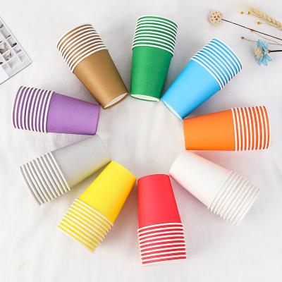 China Customized Logo Wholesale Solid Color Paper Cups Modern Disposable Paper Tableware 9oz Paper Cups For Party Decoration for sale