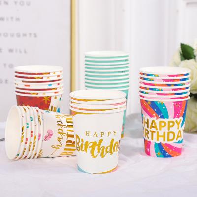 China Biodegradable Drinking Disposable Colorful Paper Cup Available Customized Modern Wedding Party Birthday Party Accessories for sale