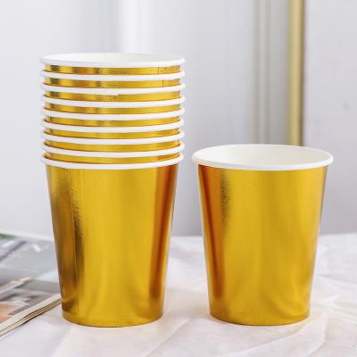 China Modern High Quality Bronzing Disposable Happy Birthday Paper Cup Birthday Party Coffee Drinkware Cups for sale