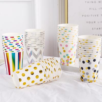 China Modern high quality tan stripes insulated disposable paper cup for party decoration for sale