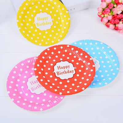 China Modern Hot Sale Happy Birthday Party Cake Sandwich Biodegradable Disposable Paper Plate for sale