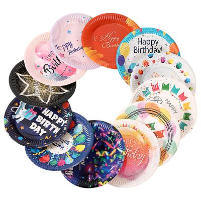 China Modern Wholesale Disposable Birthday Party Children's Paper Plate Tableware Dinner Dish Cake Dish for sale