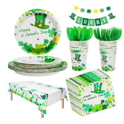 China Modern St Patrick's Day Party Decoration St Patrick's Day Cups Dish Themed Tableware Set St Patrick's Day Decoration for sale