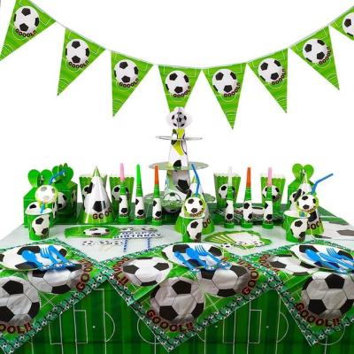 China Modern Soccer Ball Theme Party Event Decoration Supplies Sets Favors for Kids Boys Girls Birthday Disposable Tableware Set for sale