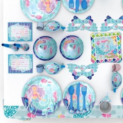 China Modern Disposable Tableware Mermaid Party Decorations Mermaid Birthday Party Kit Under Sea Girl First Birthday Party Supplies Set for sale