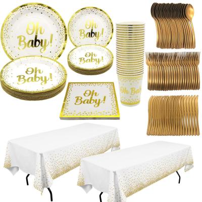 China New Modern Wedding Valentine's Day Happy Birthday Decoration Gold Star Birthday Decoration Kids Party Supplies Disposable Set Paper Plate Cup Cutlery Set for sale