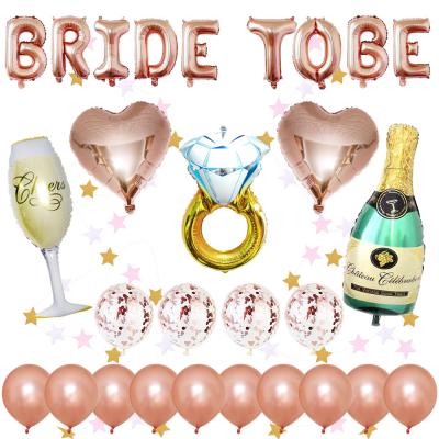 China New Design Rose Gold Fashion Bride To Be With Wedding Rings Balloon Kit Bachelorette Party Decoration Supplies for sale