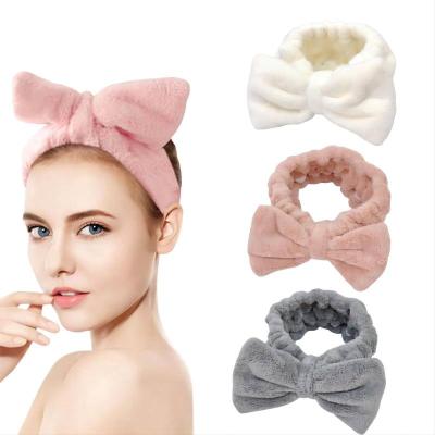 China 2021 European and American style hair band makeup women designed elastic headband Beauty Spa Bath Bow Accessory for sale