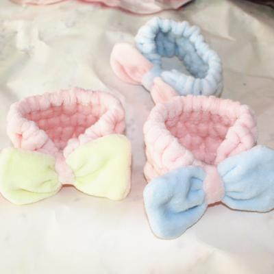 China Wholesale Soft Material Friendly Plush Girl Headband Women Face Wash Cute Bow Knot Makeup Headband for sale