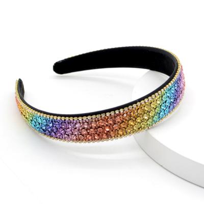 China Lady's Fashional Colorful Crystal Women Luxury Handmade Rhinestone Seed Bead Headband 2.5cm Width Pretty for sale