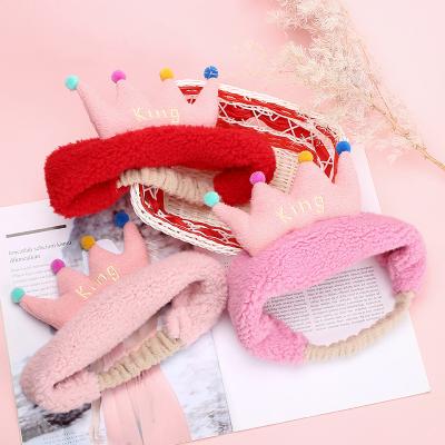 China Popular Crown Plush Cotton Personal Facial Headband Soft Crown Spa Headband For Girl for sale