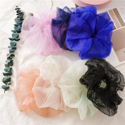 China Fashion Soild Colors Elastic Band Ponytail Grenadine Hair Scrunchie Mesh Hair Ties for sale