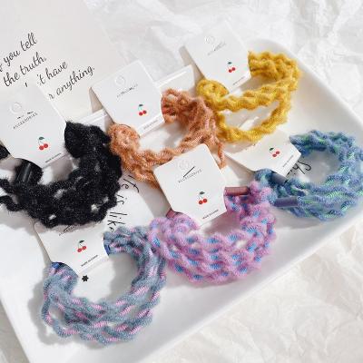 China Korean Colorful Rubber Elastic Hair Ring Hair Double Bands Fur Hair Decoration Girl's Hair Ties for sale