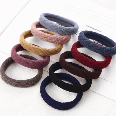 China Korean Colorful Rubber Ring Hair Band Knit Hair Elastic Hair Decoration Girl Hair Ties For Women for sale