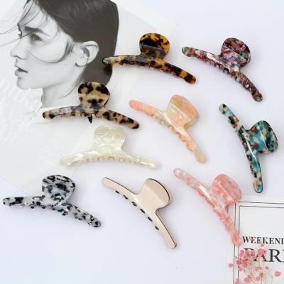 China Korea Turtle Shell Hollow Acetic Acid Hair Accessories 3.34 Inch Big Claw Hair Clips For Thick Hair for sale