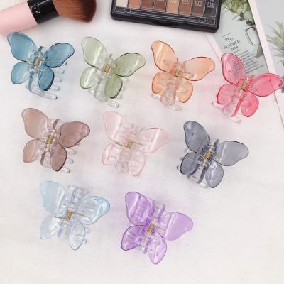 China Fashion Women Fashion Hair Accessories Transparent Plastic Candy Colors Butterfly Hair Claws for sale