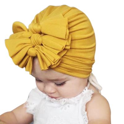 China Lovely Eco-Friendly Toddler Tied Bow Hat Headwear Infant Newborn Baby Turban Kids Girls for sale