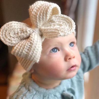 China Winter Hair Accessories Solid Colors Butterfly Bow Baby Weave Eco-friendly Soft Headband for sale