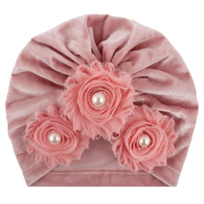 China Amazon Europe Baby Hat Print Sun Flower Bead Decoration Turban Eco-friendly Soft Hat Turban Hat for sale