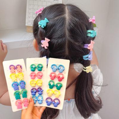 China 10pcs/set Mini Elastic Colorful Star Heart Shape Kids Hair Tie Soft Hair Tie Girls for sale