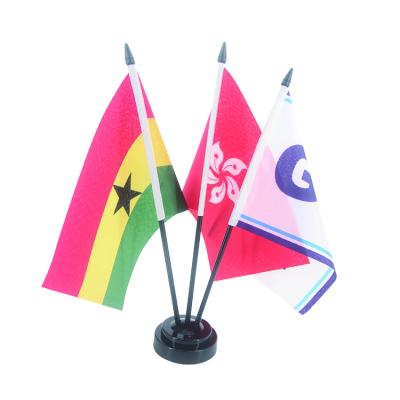 China Promotional Health Care Institutes Country Flag Plastic/Flag Pole & Stand Wooden/Metal Mini Desktop Flag Table for sale