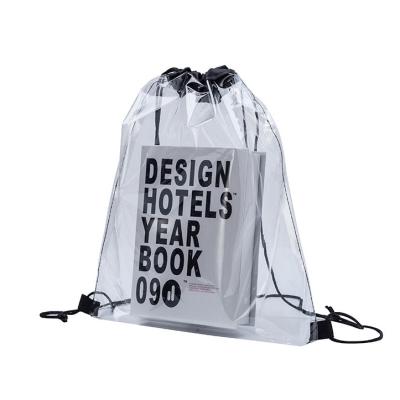 China Custom printed waterproof transparent clear drawstring bag PVC rucksack cheap promotional gift design sale rucksack for sale