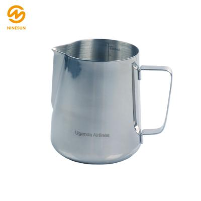 China Viable Natural Color With Handle 1.0L Stainless Steel Latte Cup Milk Foam Cup Household Outdoor Milk Jug for sale