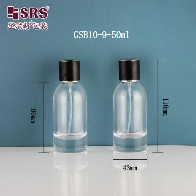 China Boston Shape Transparent Perfume Fragrance Empty 50ml Glass Spray Bottle for sale