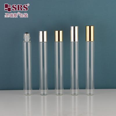 China 12ml Empty Transparent Glass Perfume Bottles Essential Oil Bottle Roller Ball for sale