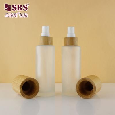 China Luxury Empty Frosted Sprayer Fine Mist Bamboo Shoulder 100ml Fragrance Bottle Glass for sale