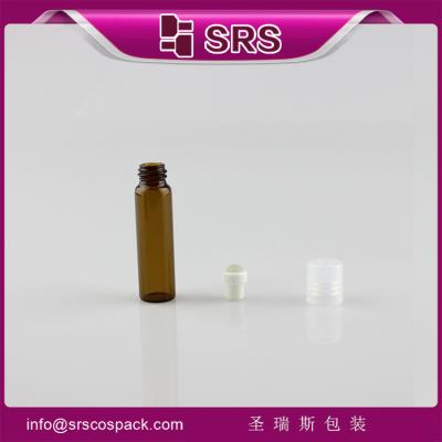 China SRS Bulk Wholesale 5ml glass cylinder amber roll on perfume bottle with plastic crew cap for sale