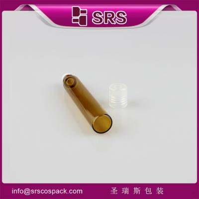 China SRS no leakage 10ml amber glass perfume bottle with roll on sealing type and PP screw cap for sale