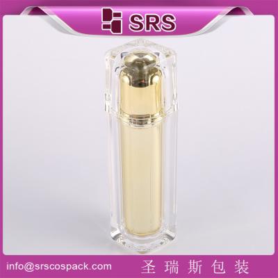 China Shengruisi 30 ml 50 ml luxe Vierkante vorm gemetalliseerde Plastic lotion pomp Fles voor cosmetische producten Te koop