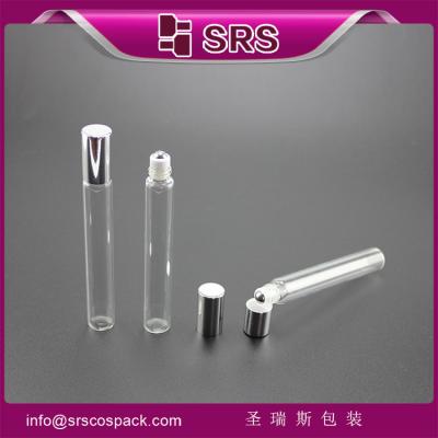 China SRS empty 15ml glass roller ball bottle for perfume with aluminum shiny cap for sale