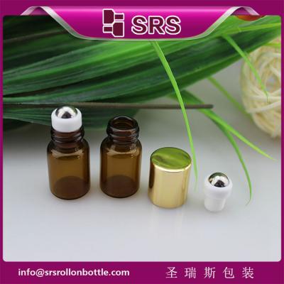 China 1ml 2ml cute metal ball glass bottle,100% no leakage mini glass roll on bottle for sale