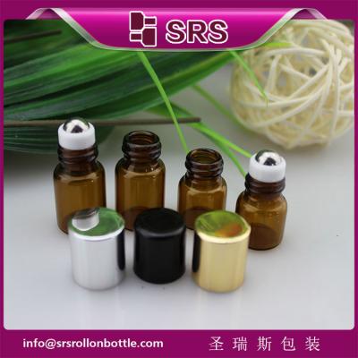 China 1ml 2ml glass roll on bottle with metal ball,popular mini essential oil bottle for sale