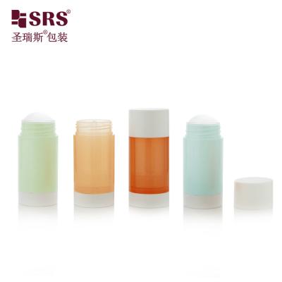 China Round Translucent Color Pink Blue Orange Custom PP PCR Fill From Bottom Twist Up Deodorant Stick for sale