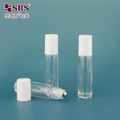 China Transparent Round Shape Glass Roll-On Bottles For Lip Gloss 10ml Roller Bottle Roll On for sale