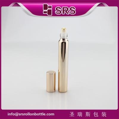 China 15ml 17mm diameter metalized rose gold glass bottle with real gold ball and aluminum cap. for sale