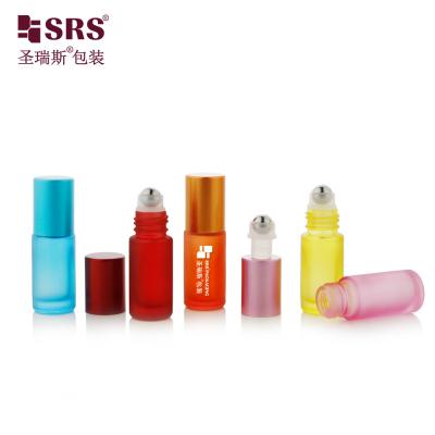 China 5ml Empty Cosmetic Perfume Essential Oil Massage Mini Cute Glass Roll On Bottle for sale