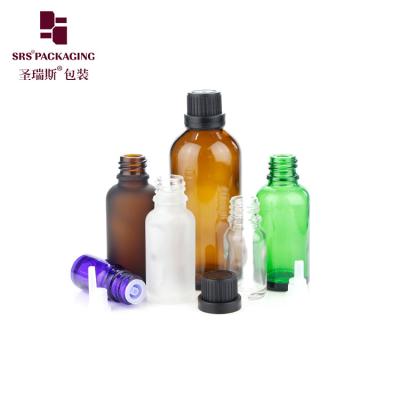 China 5ml 10ml 15ml 20ml 30ml 50ml 100ml Empty Green Blue Amber Clear Glass Bottle With CRC Cap Child Proof Bottles for sale