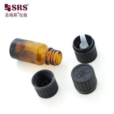 China Empty Cosmetic Glass Bottles With CRC Child Resist Cap Amber 10 ml Essential Oil Bottle for sale