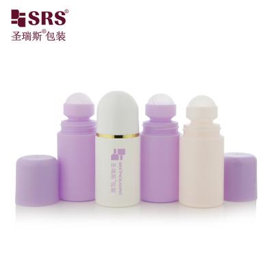 China 60ml Round Injection White Solid PP PCR Recycled Eco-friendly Roller Ball Deodorant Bottle for sale