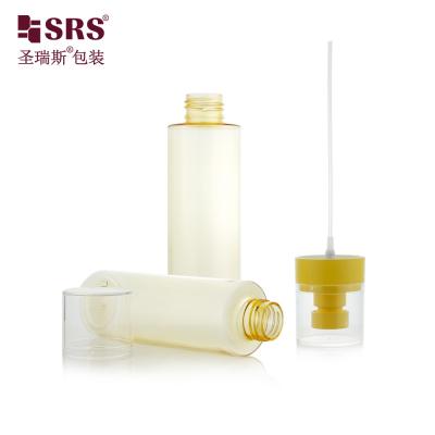 China 150ml Injection Semi-Transparent Color Plastic PCR Recycled Material Sprayer PET Cosmetic Bottle for sale